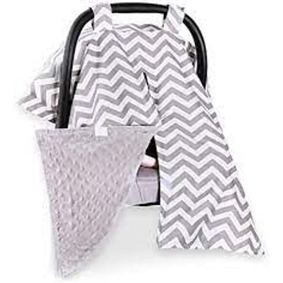 Carseat Canopy Gray White Chevron - Picture 1 of 5